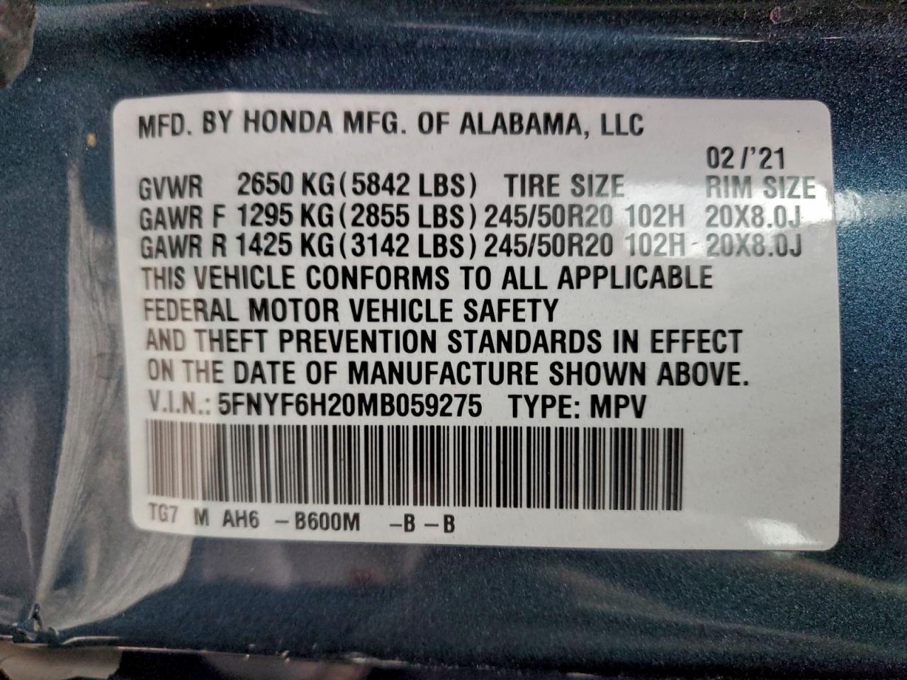 2021 Honda Pilot se