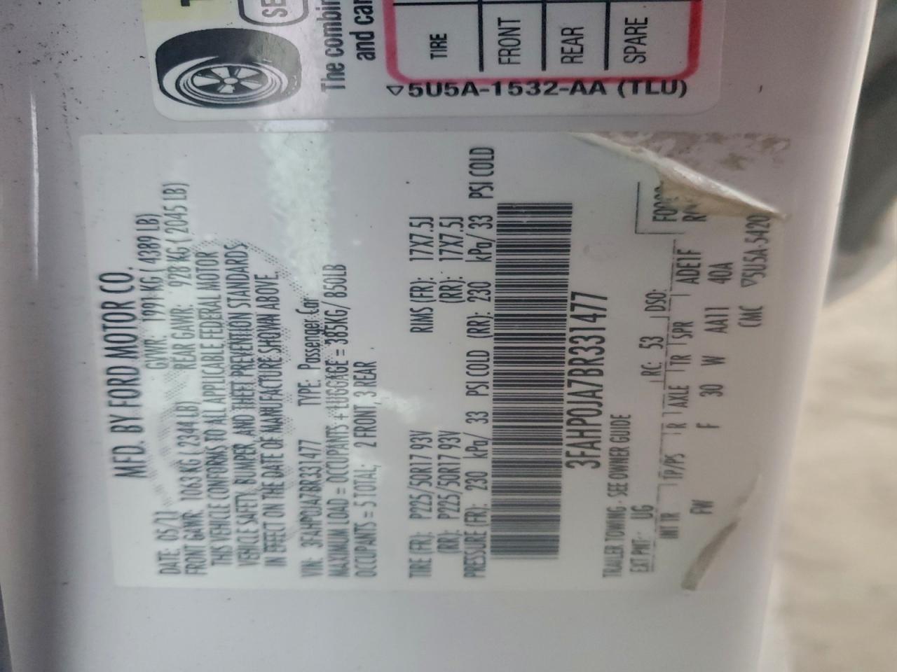 2011 Ford Fusion sel