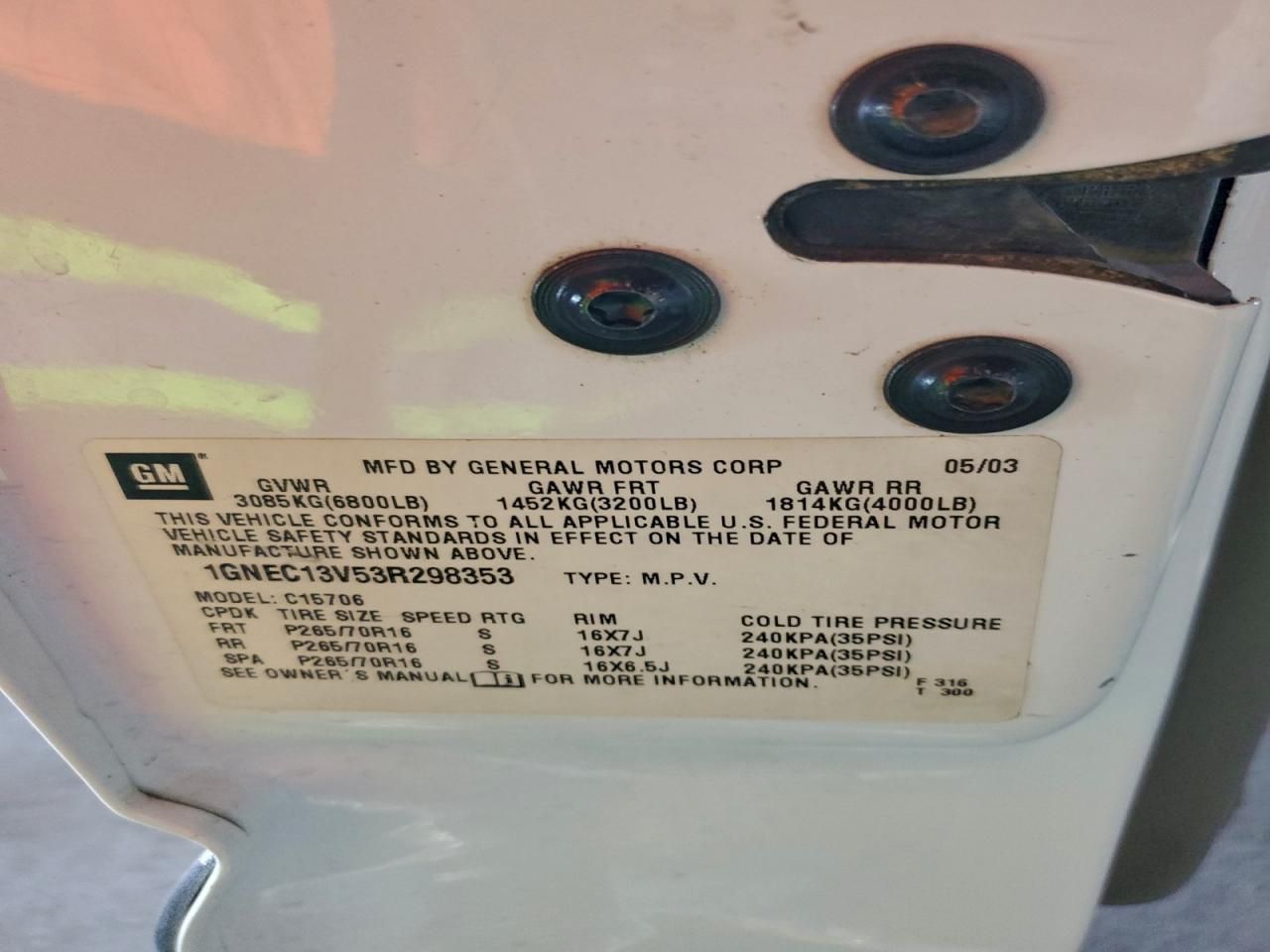 2003 Chevrolet Tahoe C1500