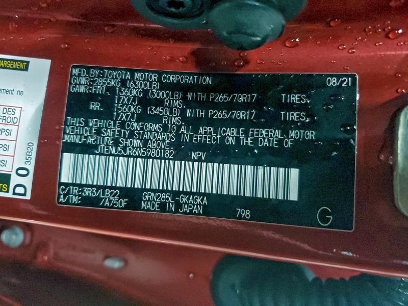 2022 Toyota 4runner Sr5/sr5 Premium