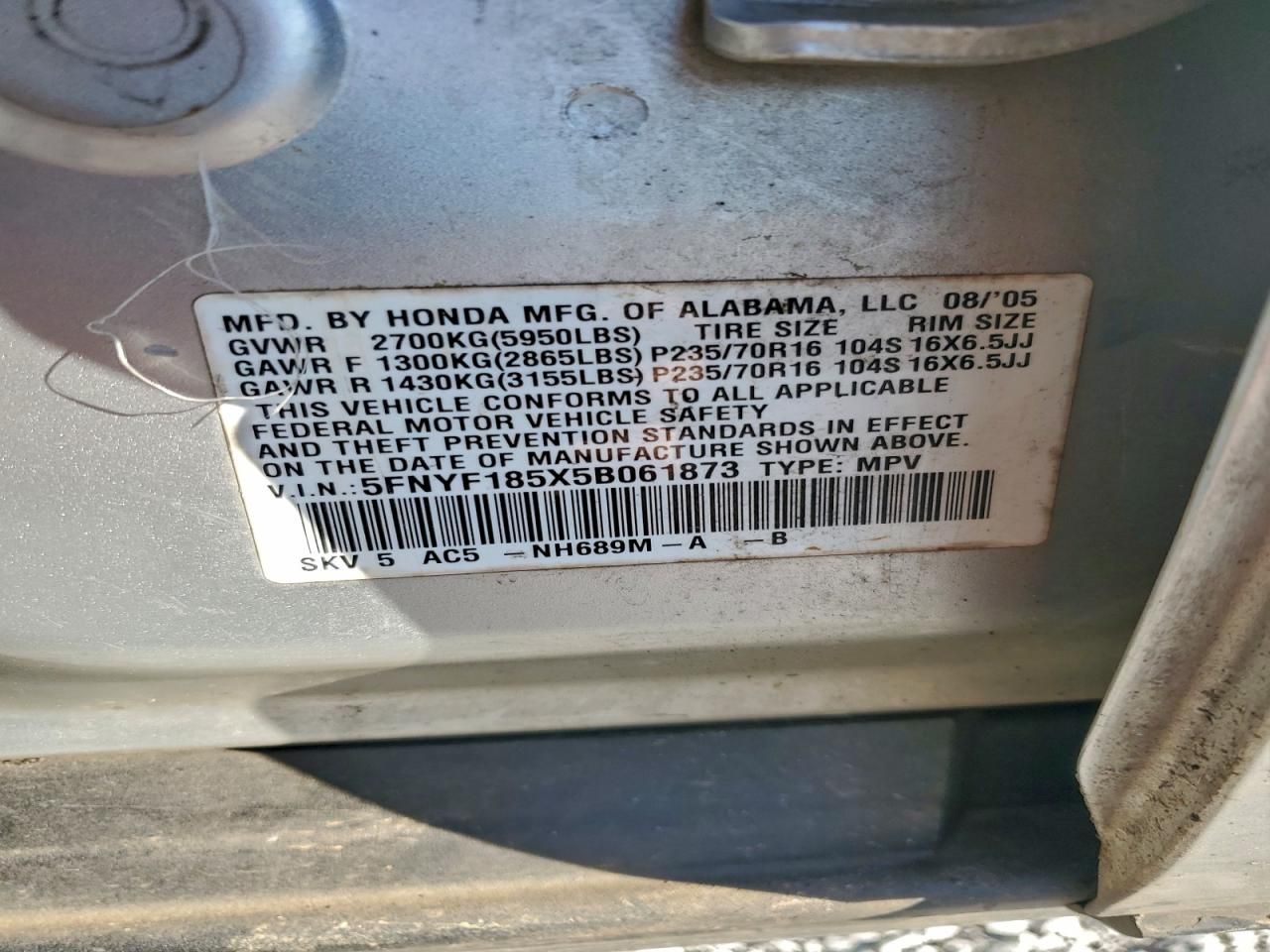 2005 Honda Pilot exl