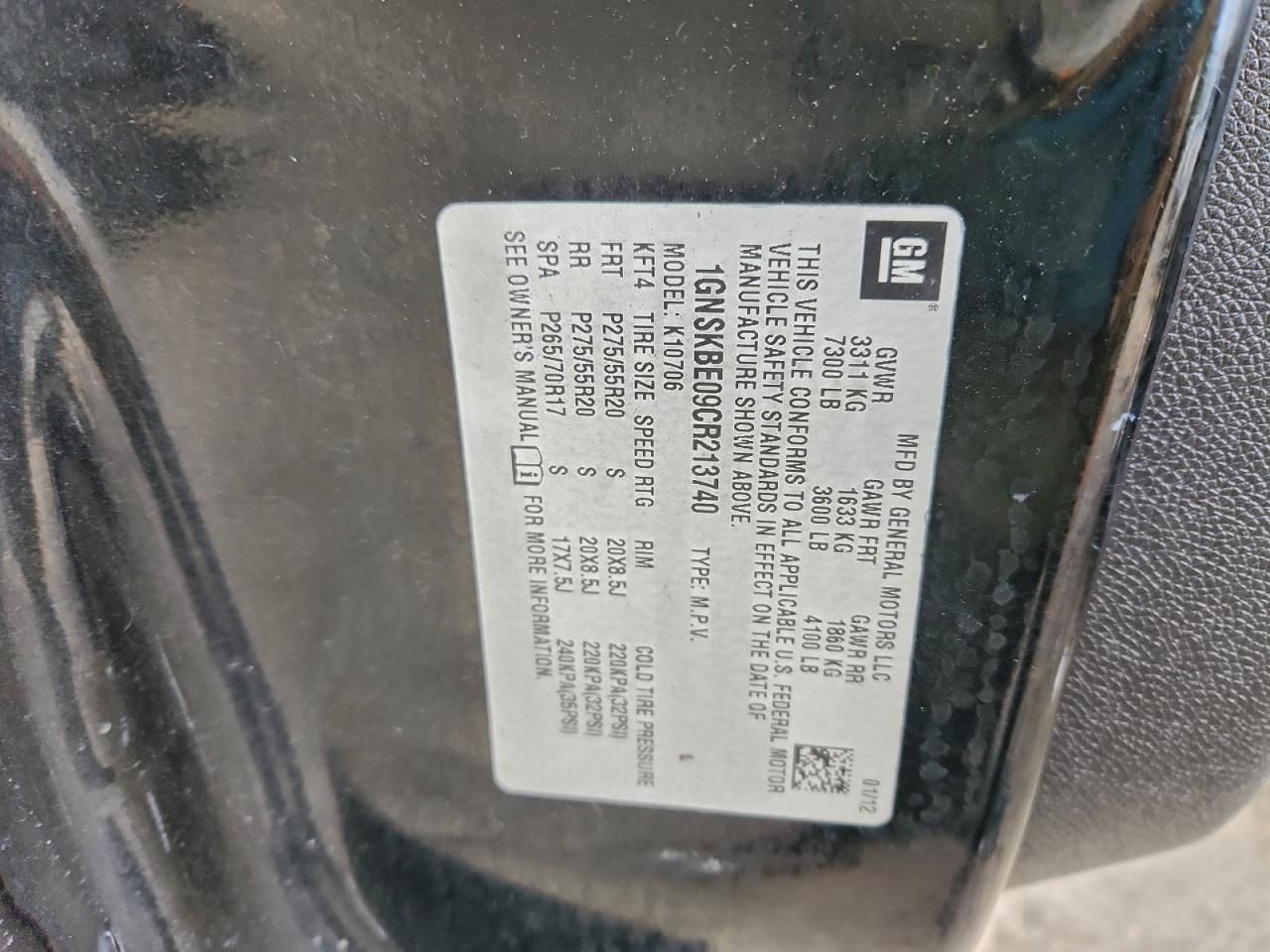 2012 Chevrolet Tahoe K1500 lt