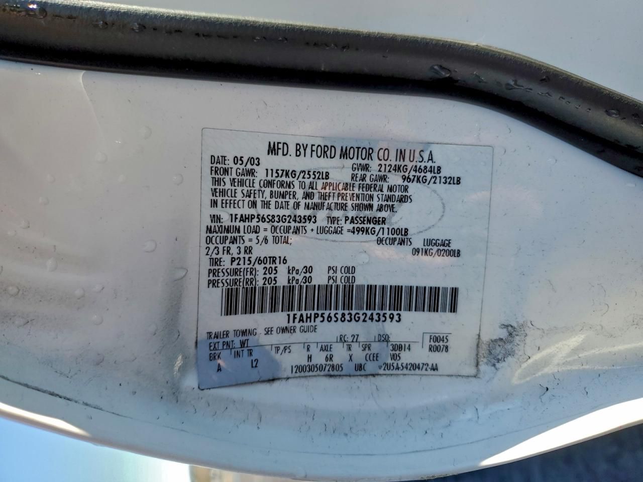 2003 Ford Taurus sel