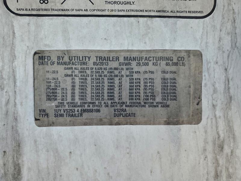 2014 Utility VS2RA Refrigerated Van Trailer