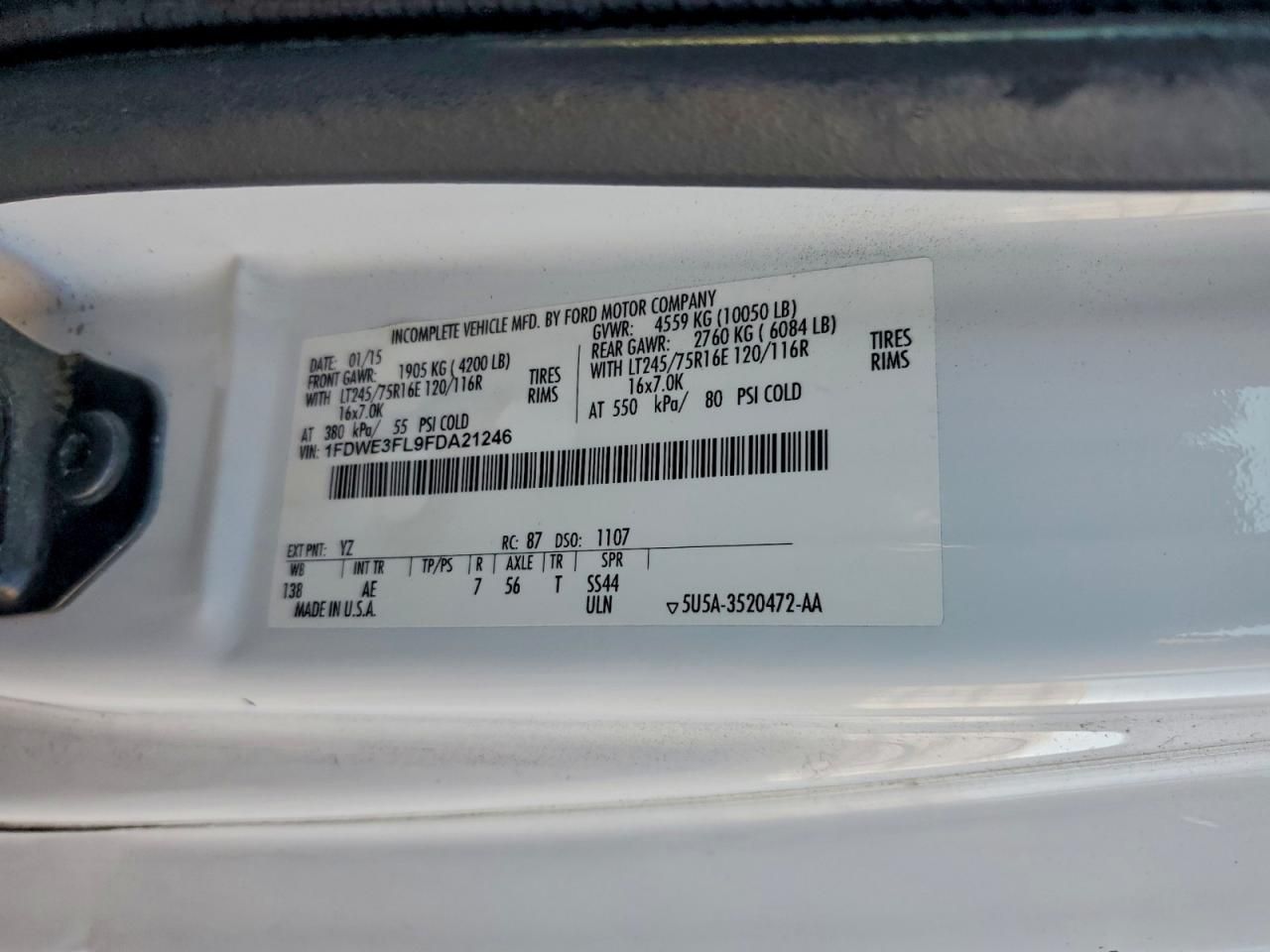 2015 Ford E350 BOX Truck