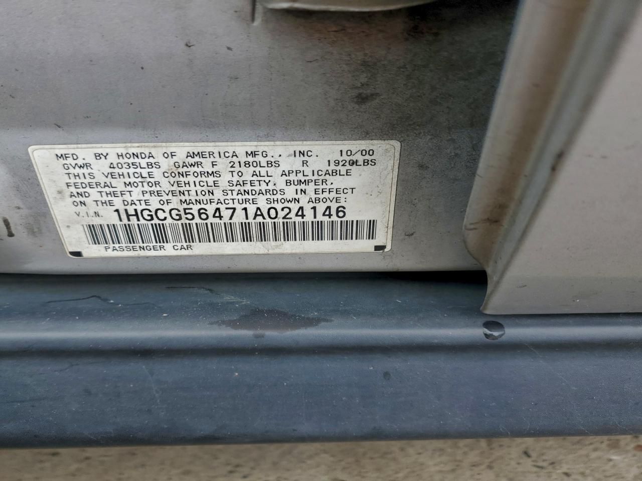 2001 Honda Accord lx