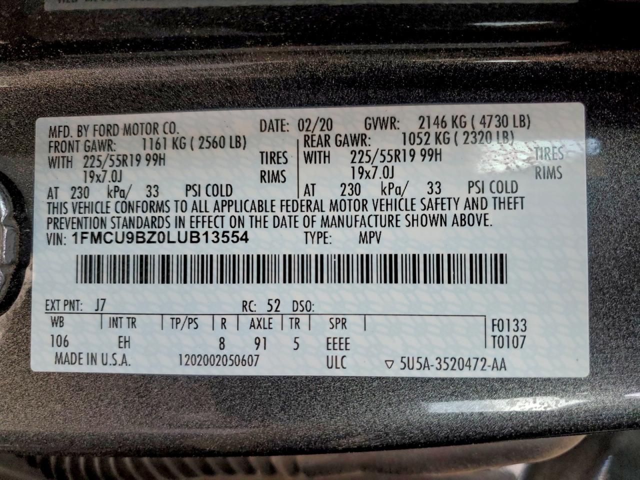 2020 Ford Escape se Sport