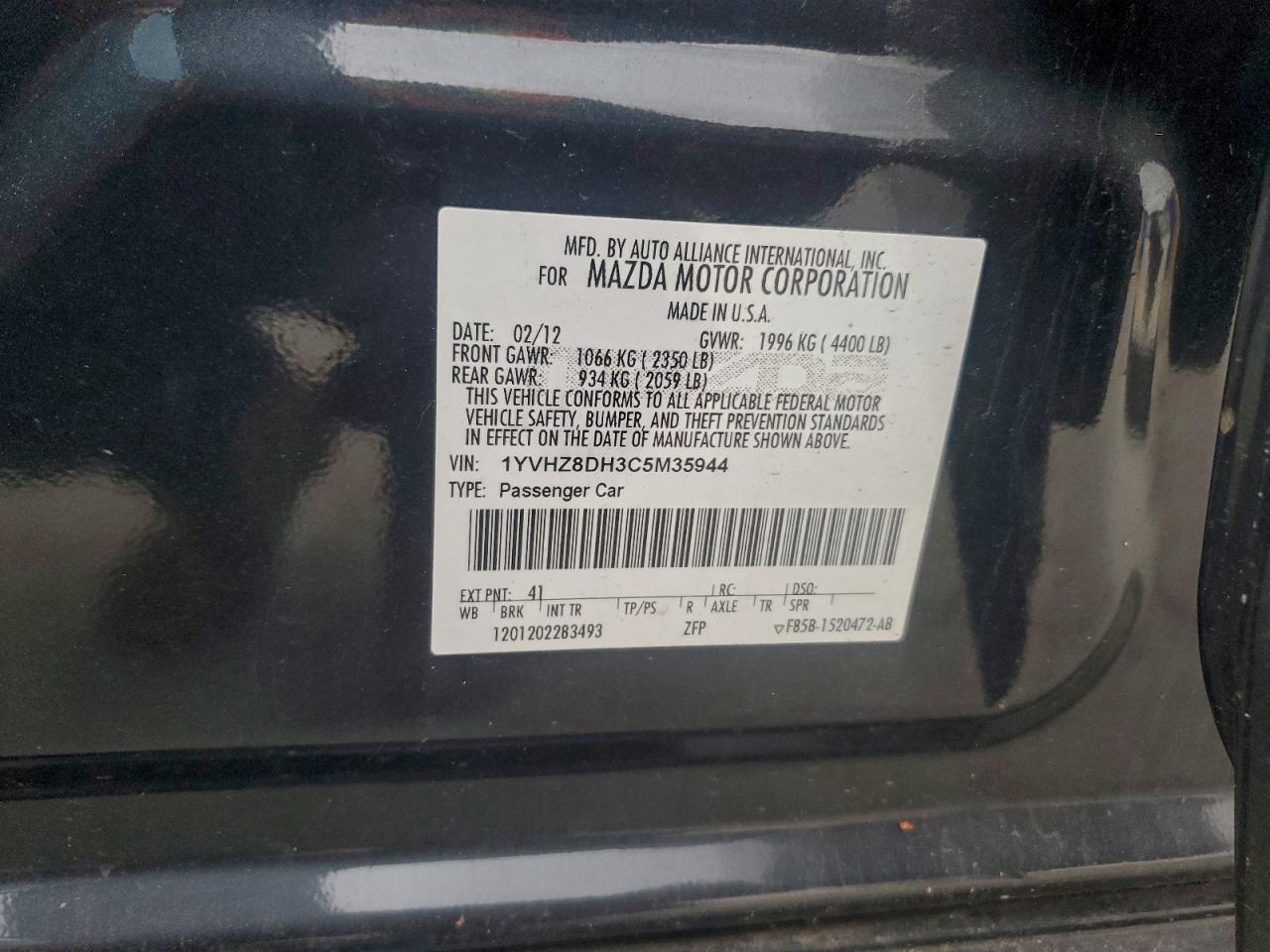 2012 Mazda 6 I