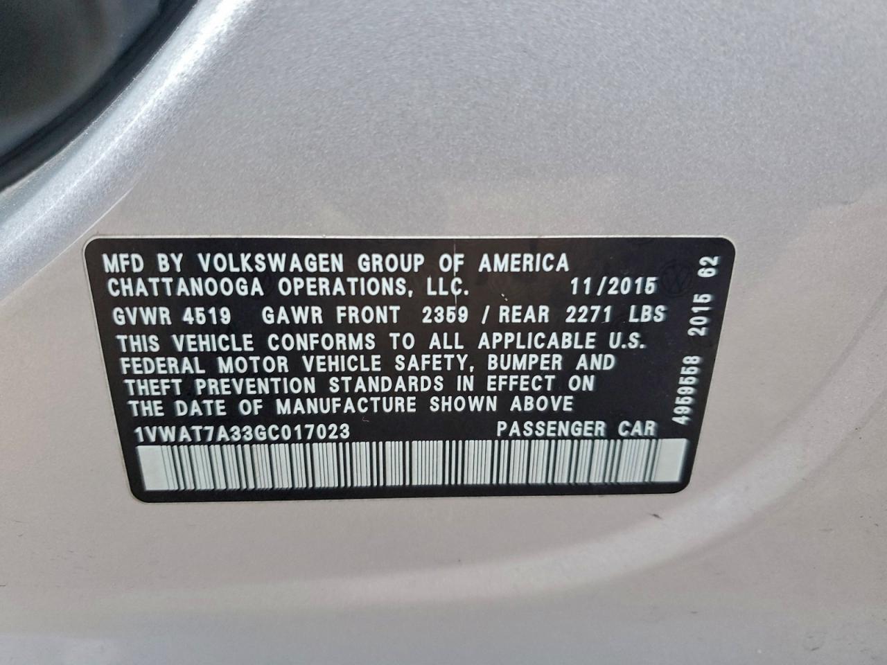 2016 Volkswagen Passat s