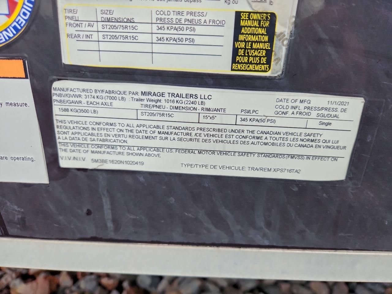 2022 Mirage Trailers 2022 Mirage XPS716TA2 Enclosed Cargo Trailer