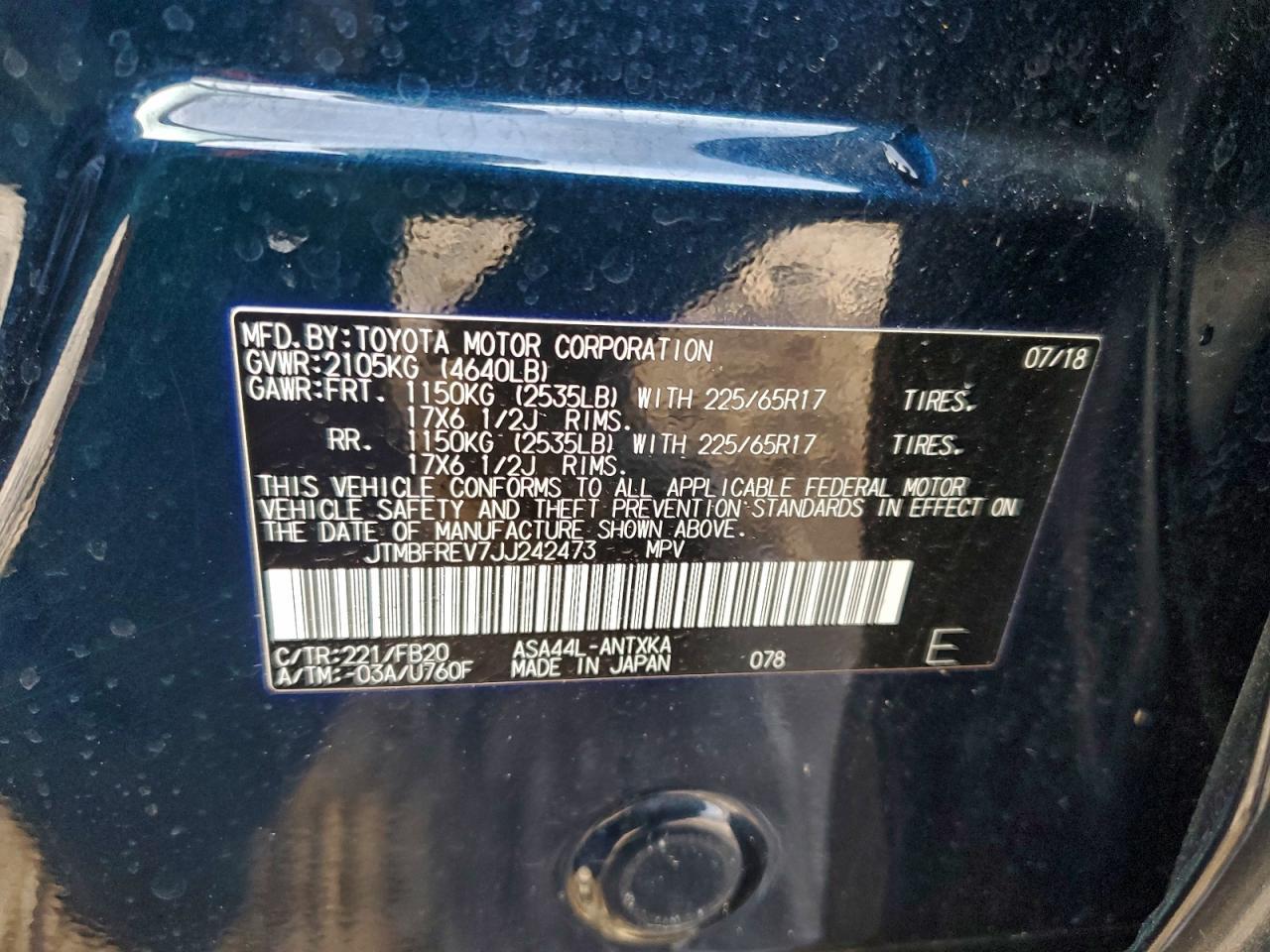 2018 Toyota Rav4 le