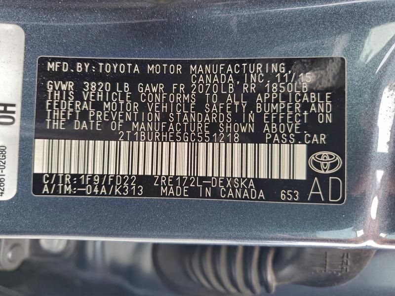 2016 Toyota Corolla l