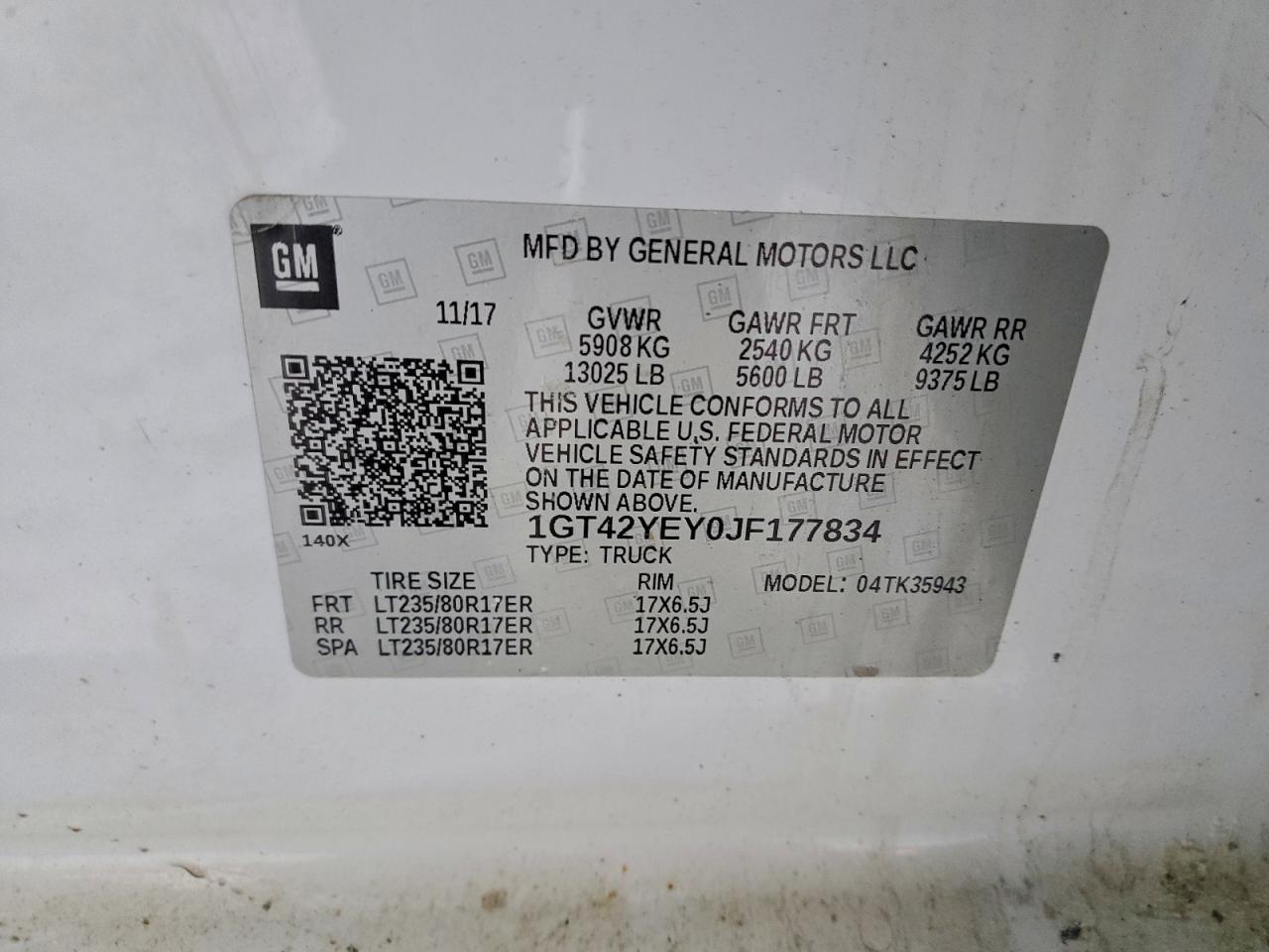 2018 GMC Truck Sierra 3500 CR 4X4 N