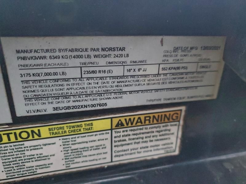 2022 Norstar 2021 Norstar Equipment Trailer