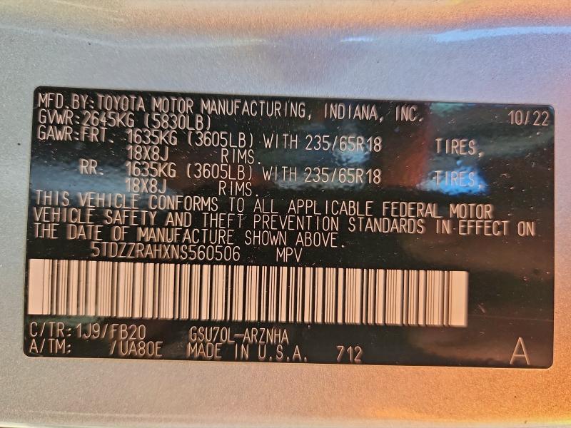 2022 Toyota Highlander l