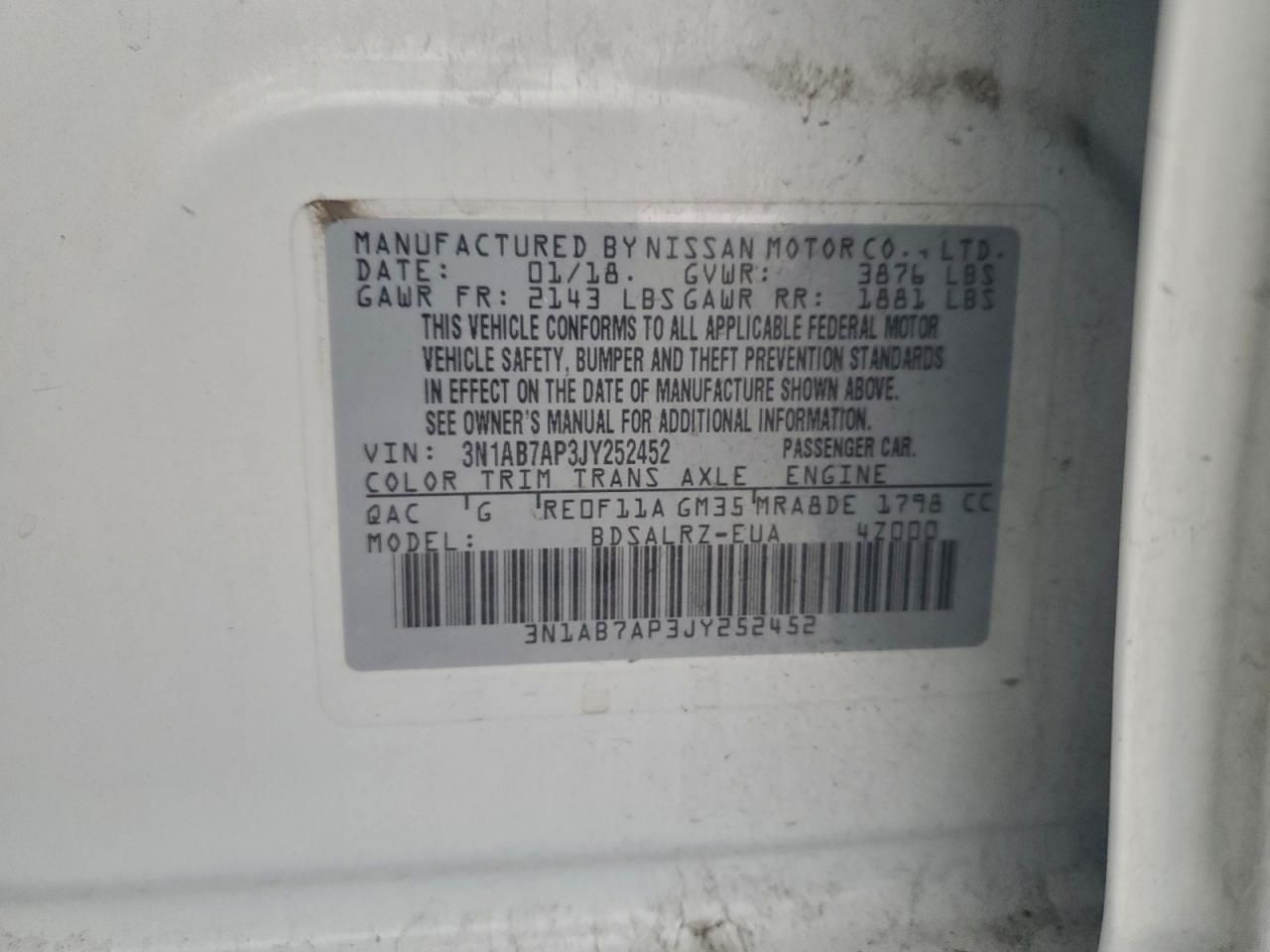 2018 Nissan Sentra s