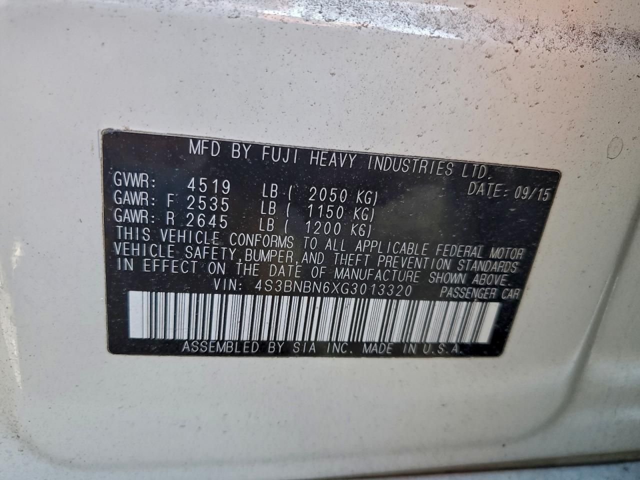 2016 Subaru Legacy 2.5i Limited