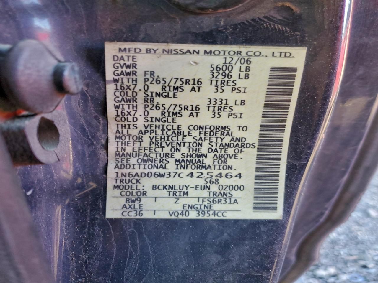 2007 Nissan Frontier King cab le