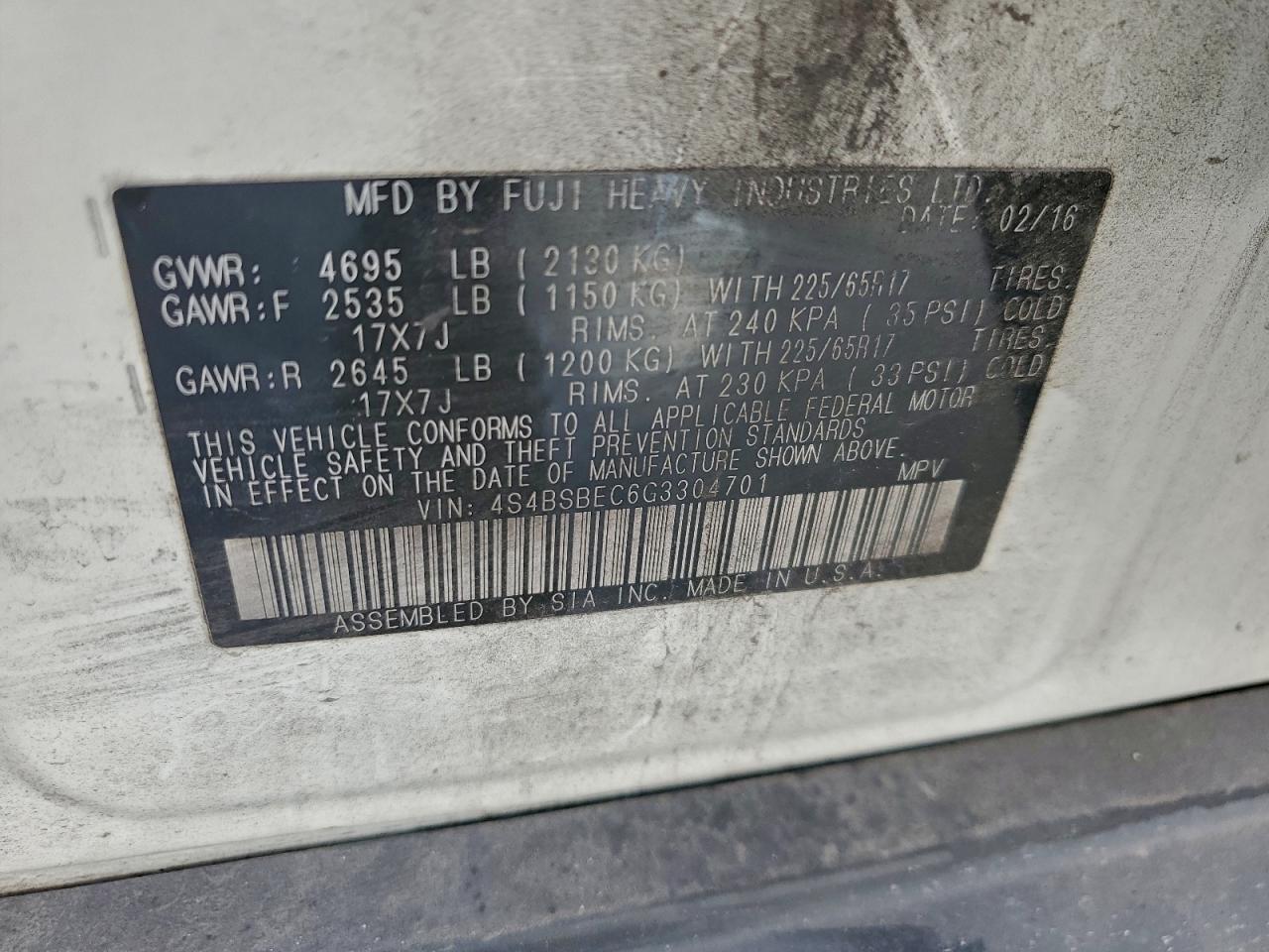 2016 Subaru Outback 2.5i Premium