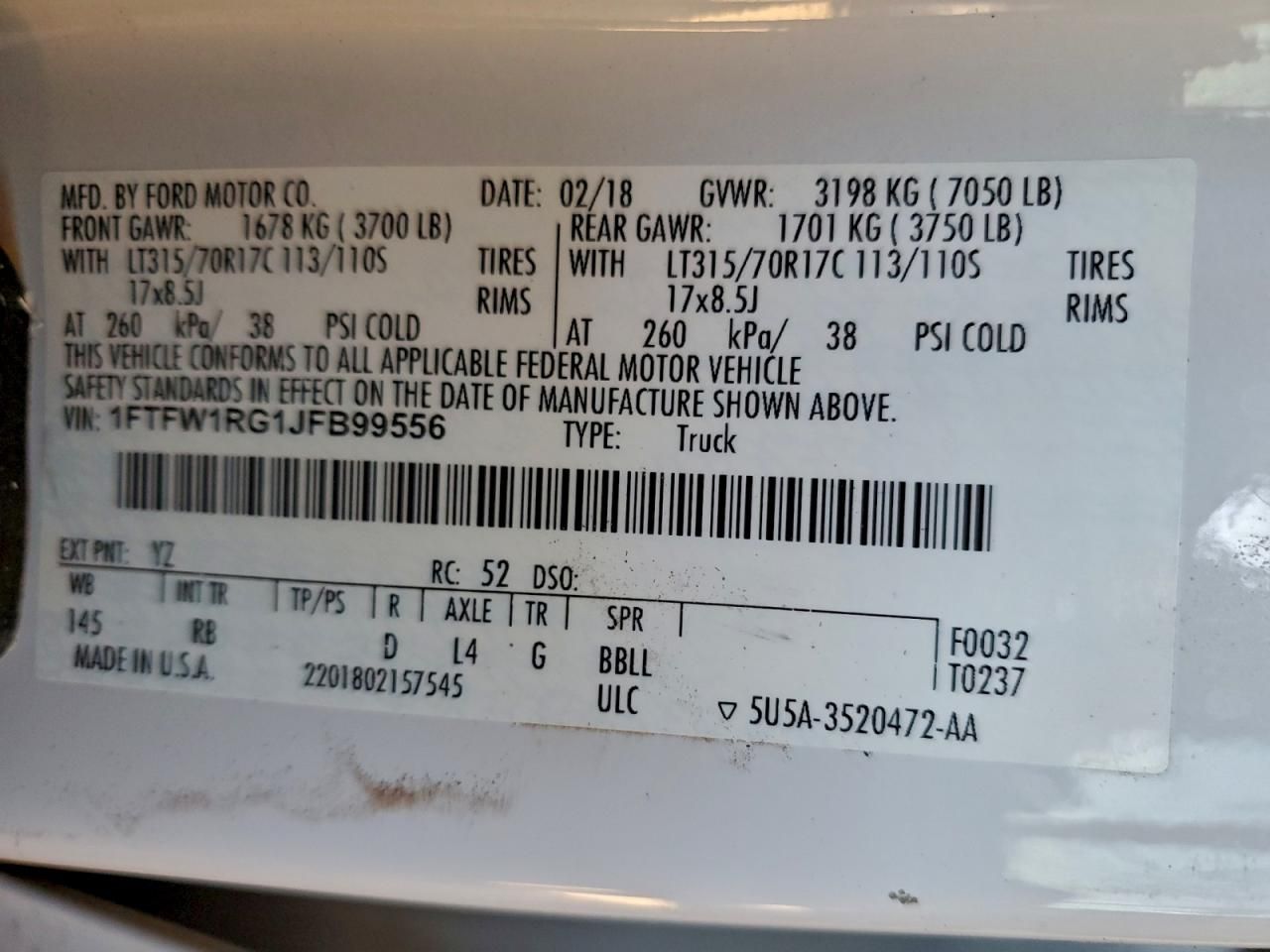 2018 Ford F150 Raptor