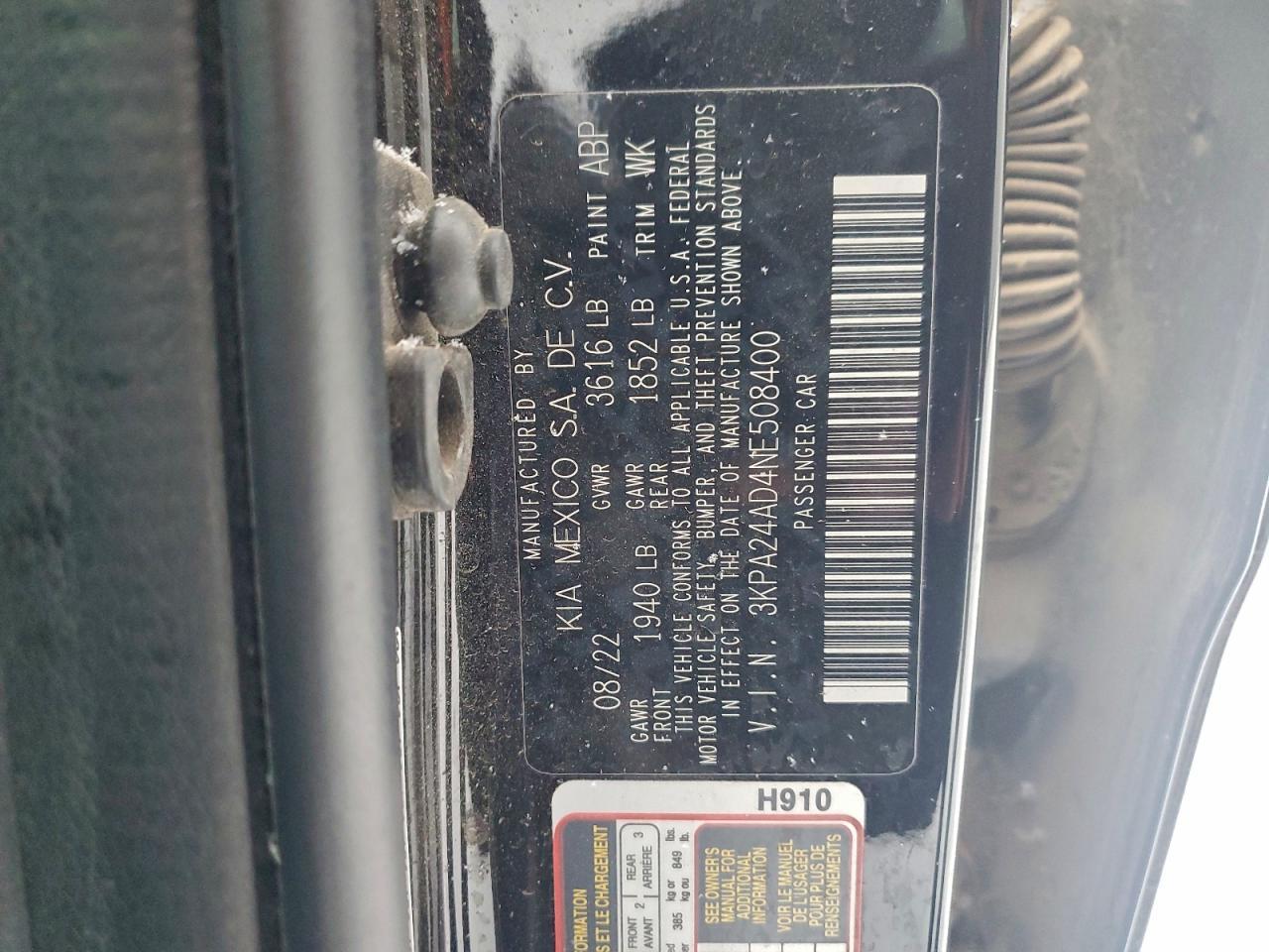 2022 KIA Rio lx