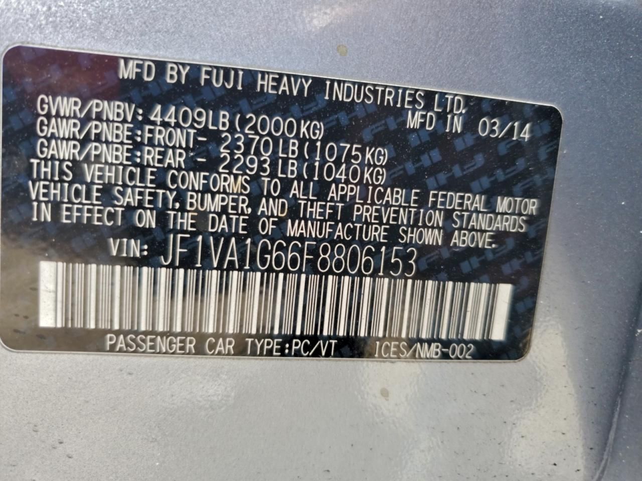 2015 Subaru Wrx Limited