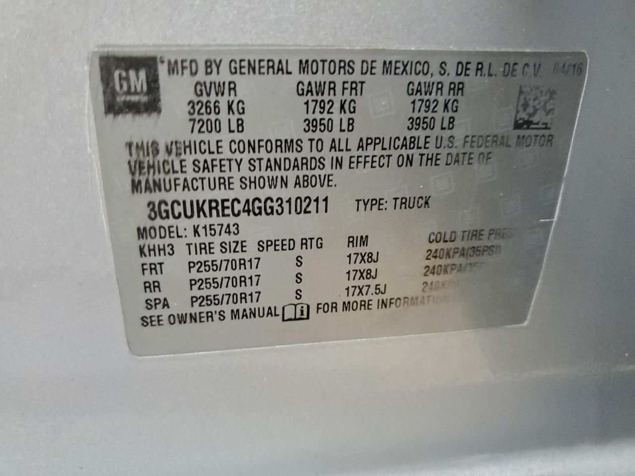 2016 Chevrolet Silverado K1500 lt