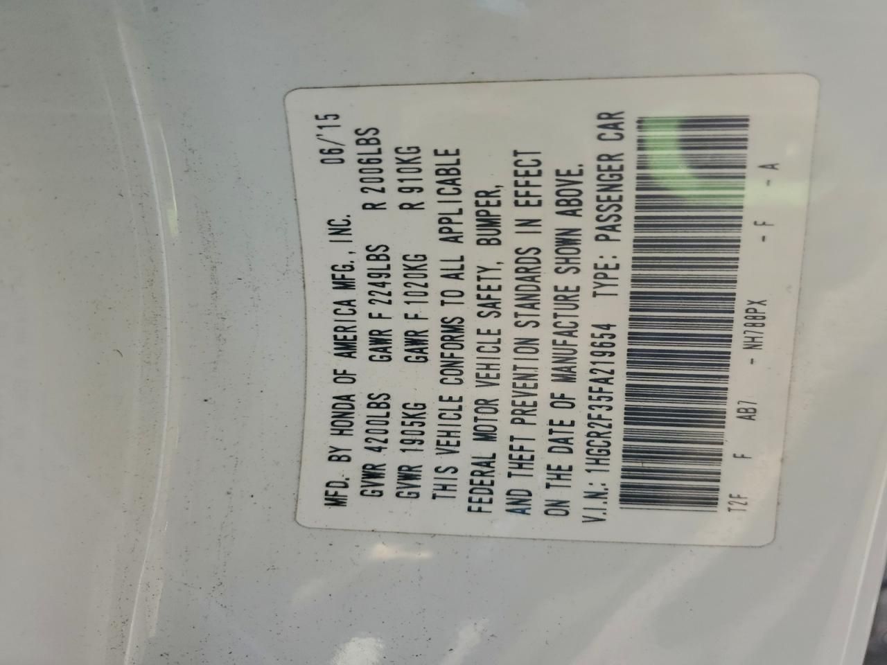 2015 Honda Accord lx