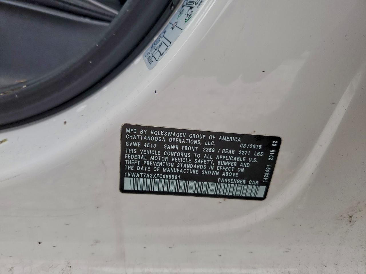 2015 Volkswagen Passat s