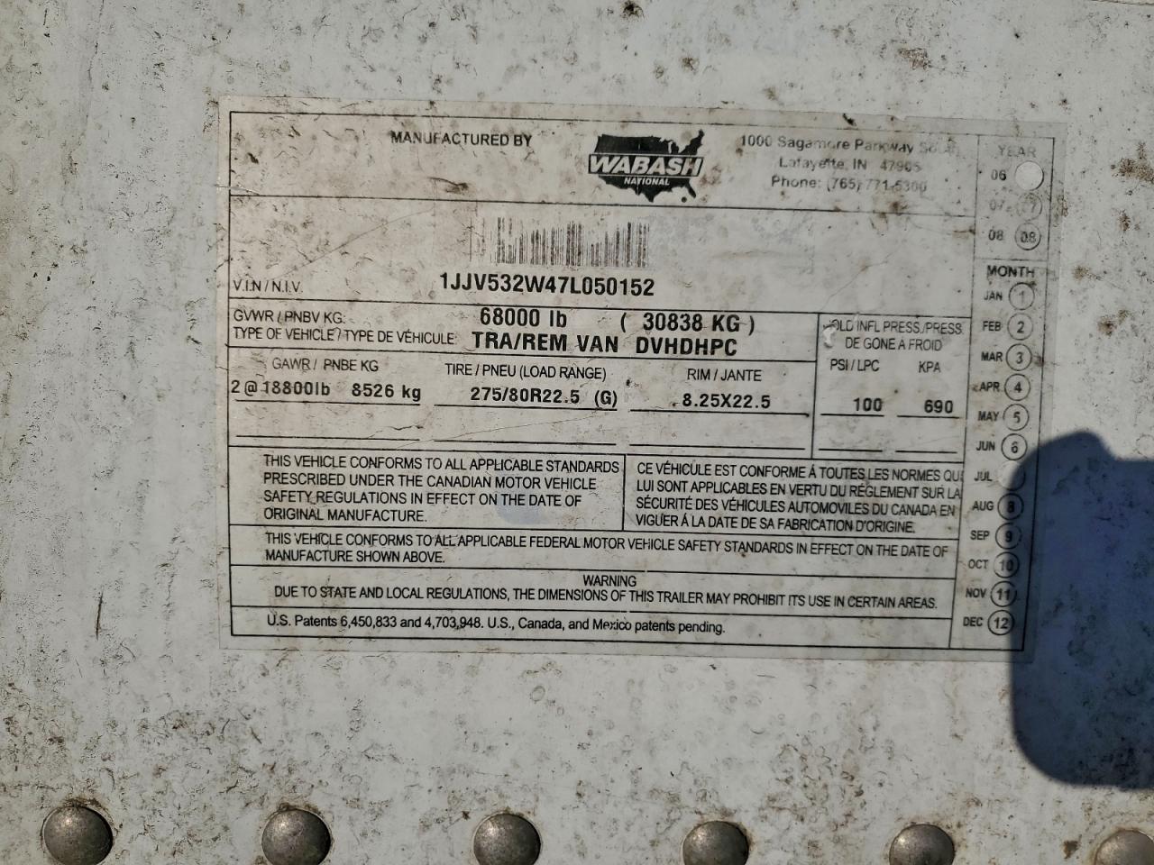 2006 Wabash SH Dvhdhpc DRY Van Trailer