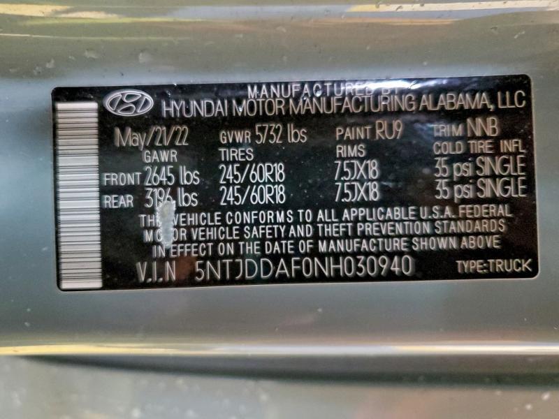 2022 Hyundai Santa Cruz sel Premium