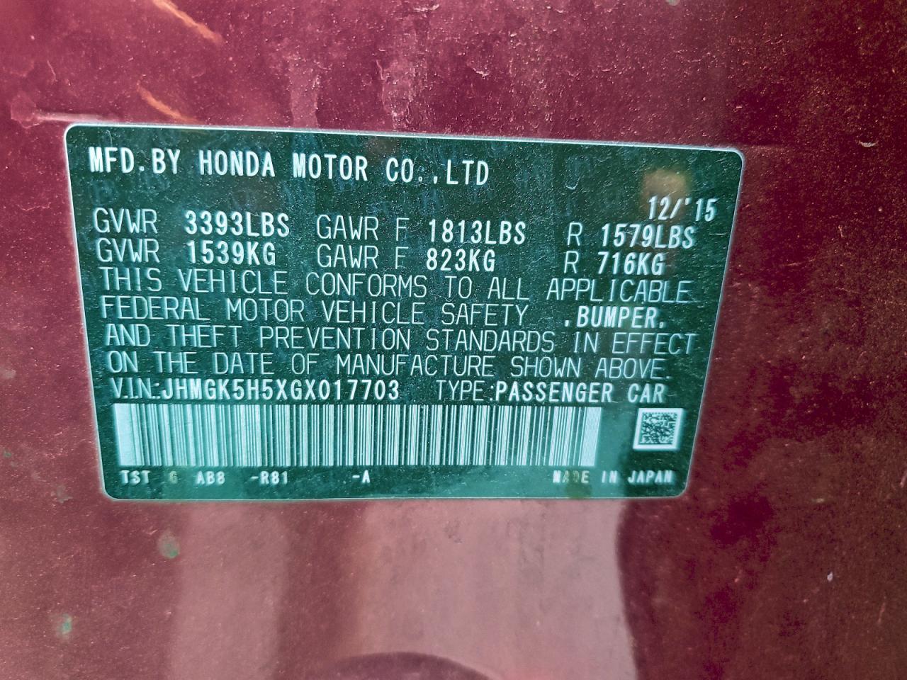2016 Honda Fit lx