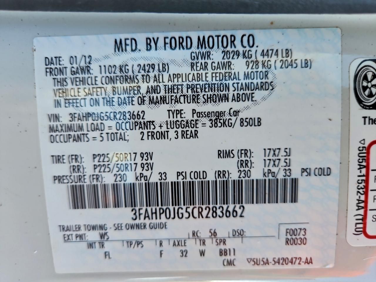 2012 Ford Fusion sel