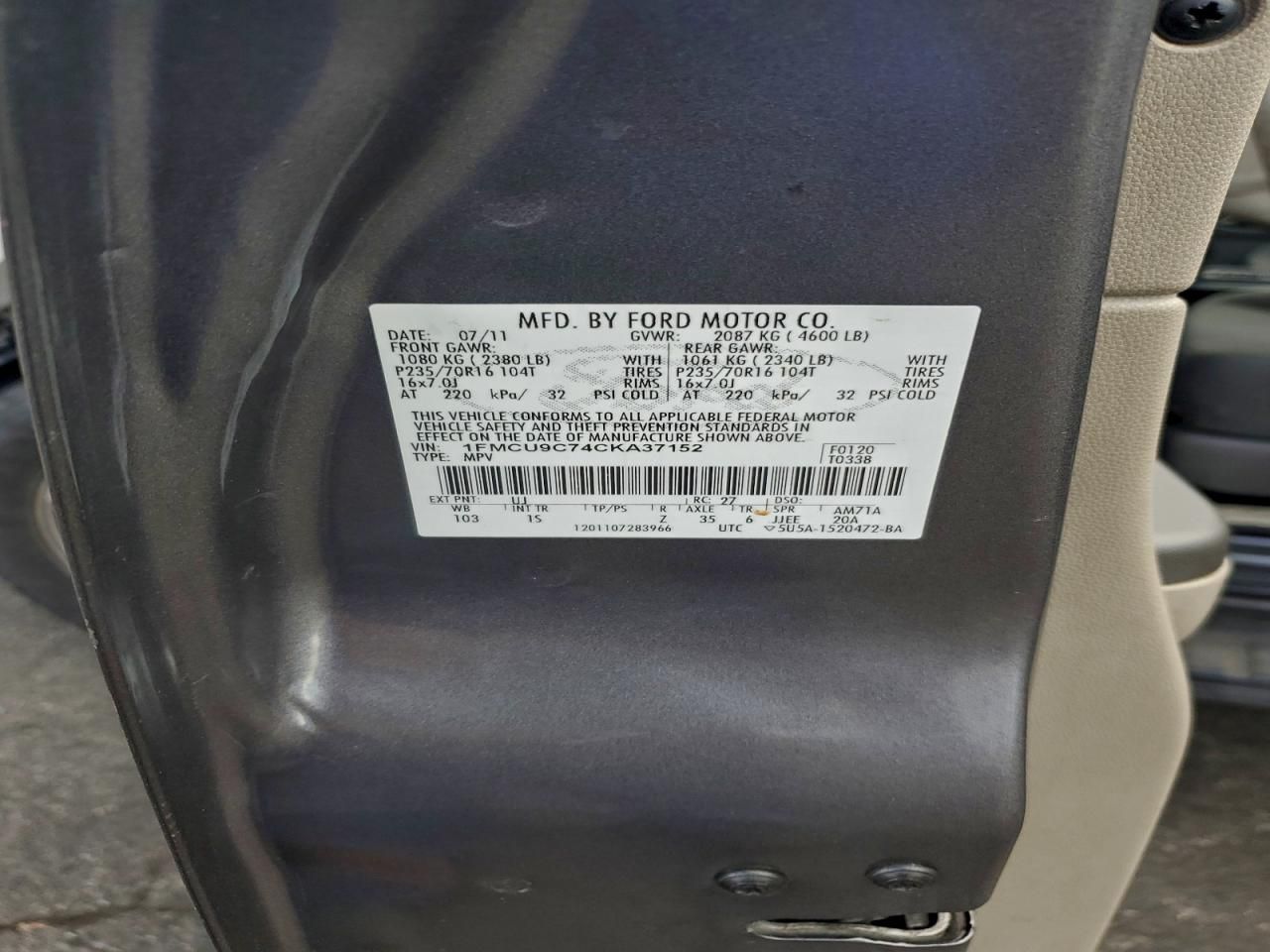 2012 Ford Escape xls