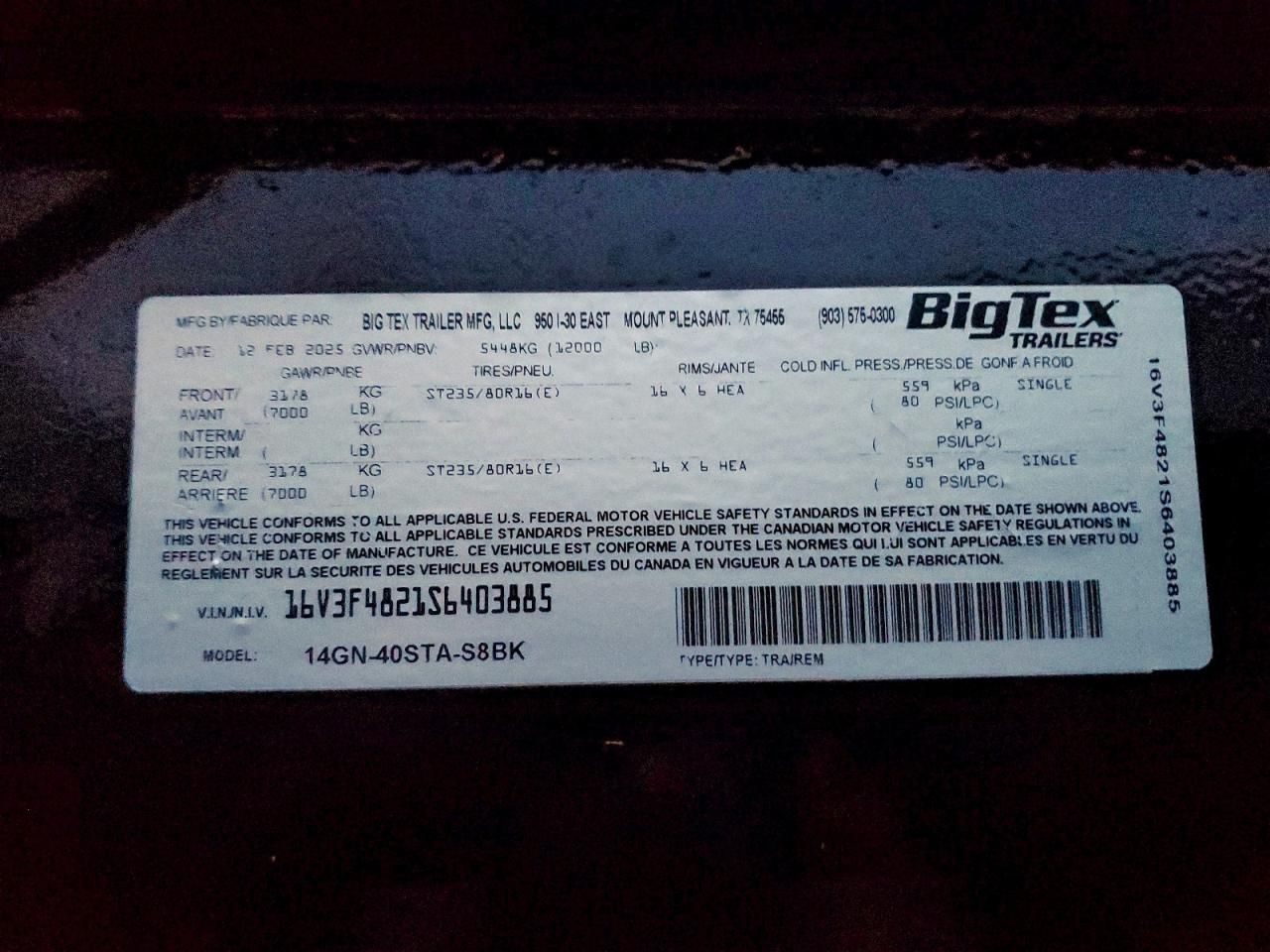 2025 Big Tex Gooseneck