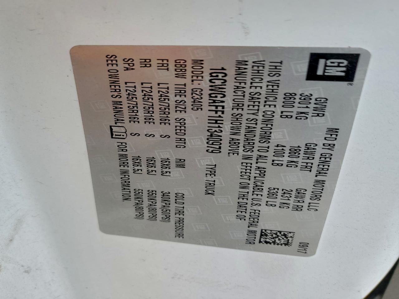 2017 Chevrolet Express G2500