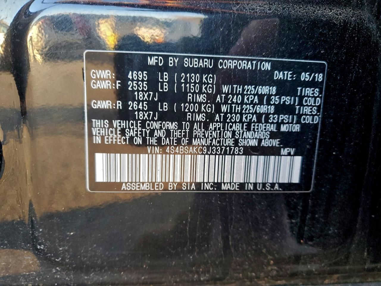 2018 Subaru Outback 2.5i Limited