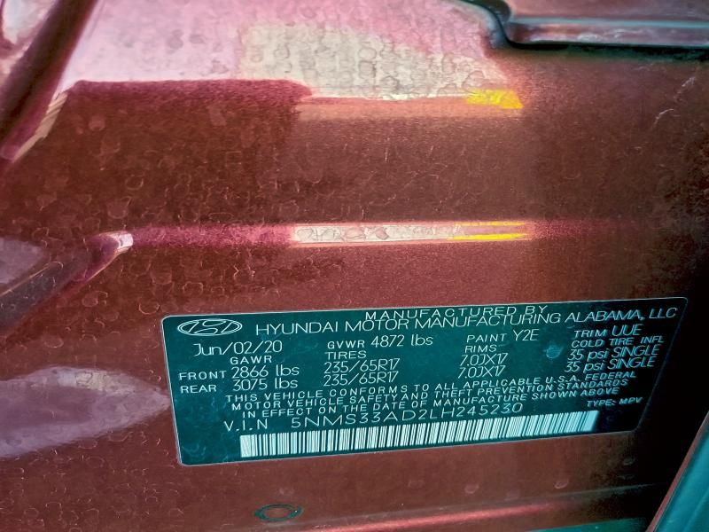 2020 Hyundai Santa fe sel