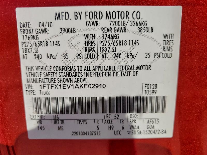 2010 Ford F150 Super cab