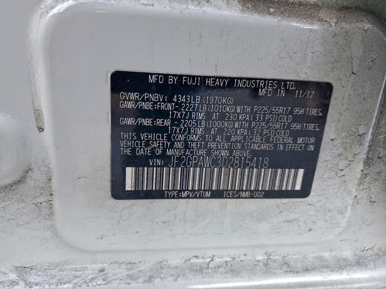 2013 Subaru Xv Crosstrek 2.0 Premium