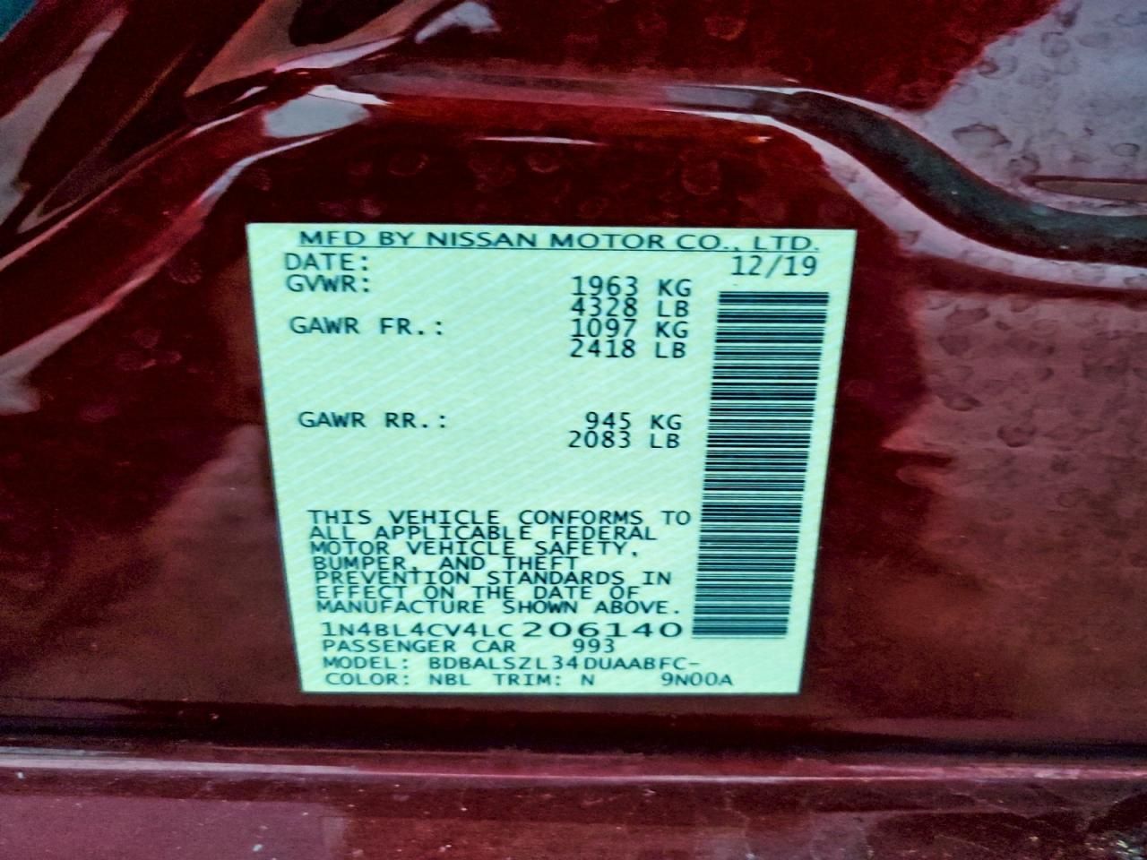 2020 Nissan Altima sr