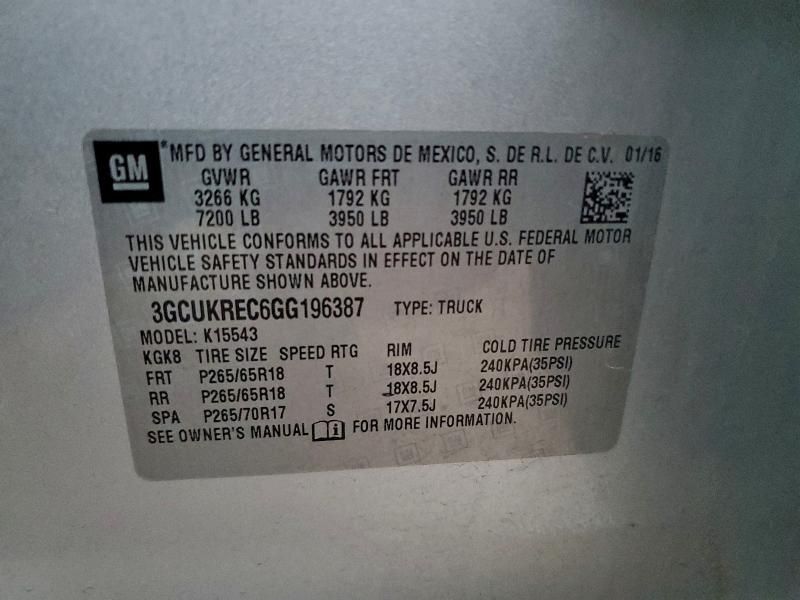 2016 Chevrolet Silverado K1500 lt