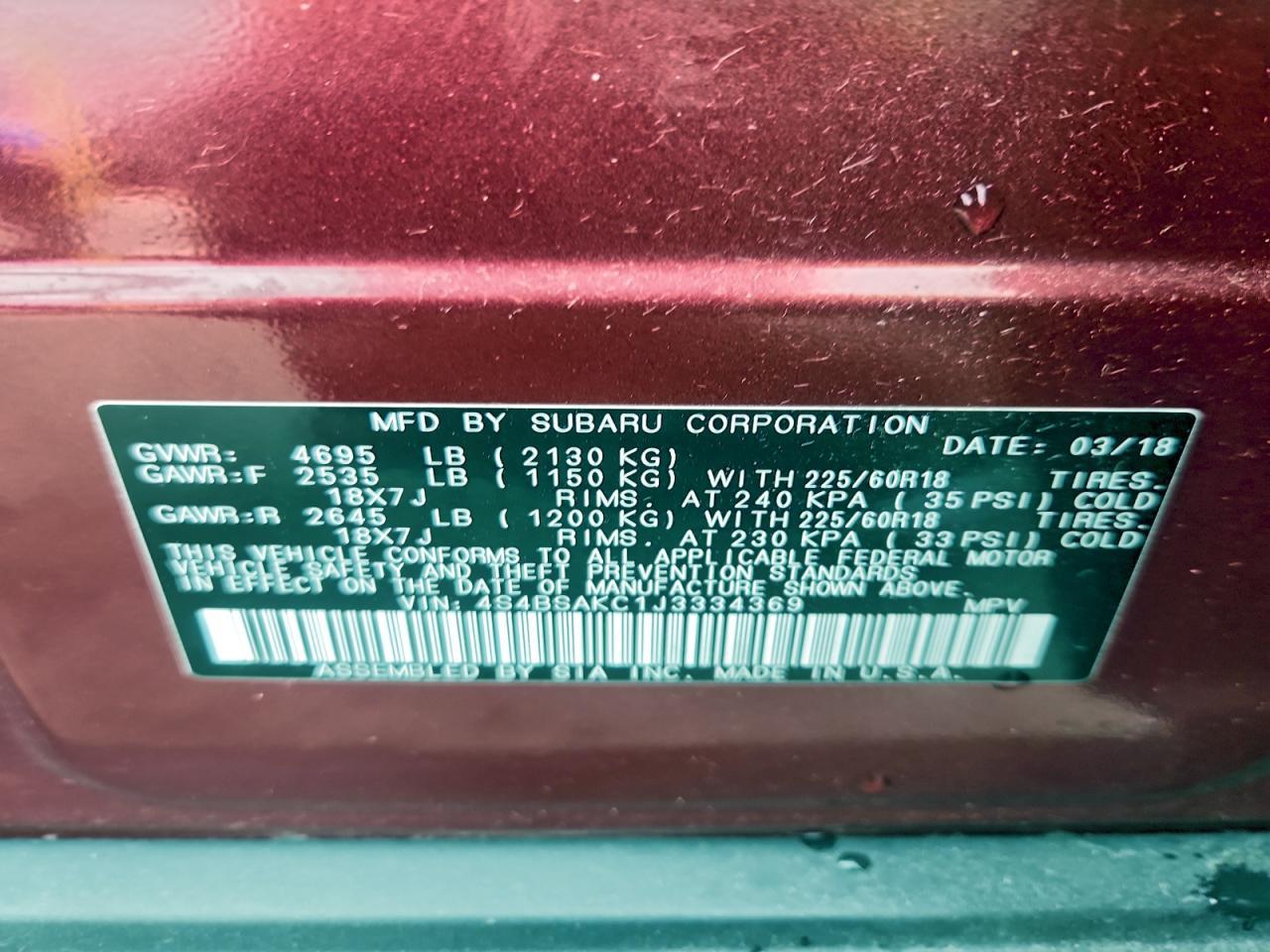 2018 Subaru Outback 2.5i Limited