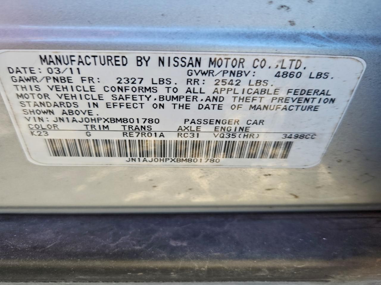 2011 Infiniti Ex35 Base