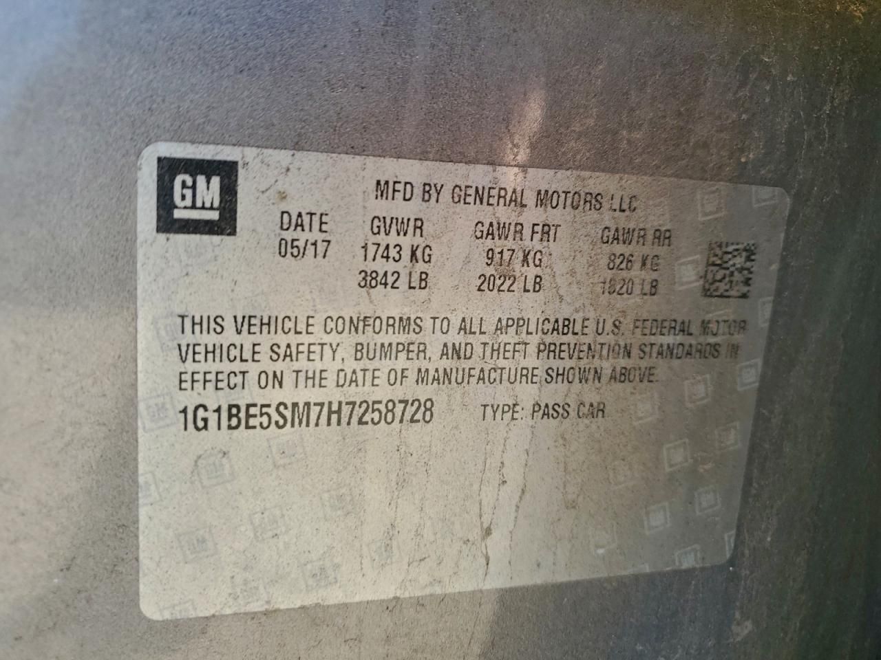 2017 Chevrolet Cruze lt