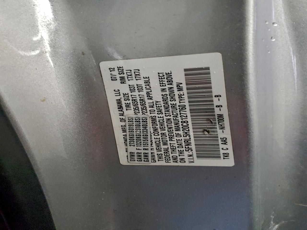 2012 Honda Odyssey lx