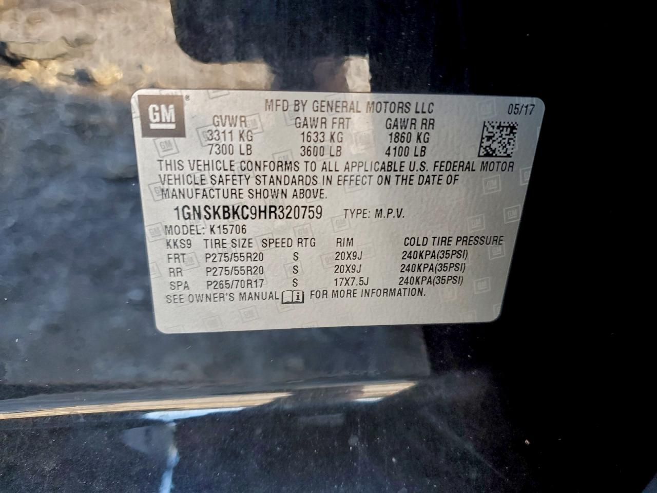 2017 Chevrolet Tahoe K1500 lt