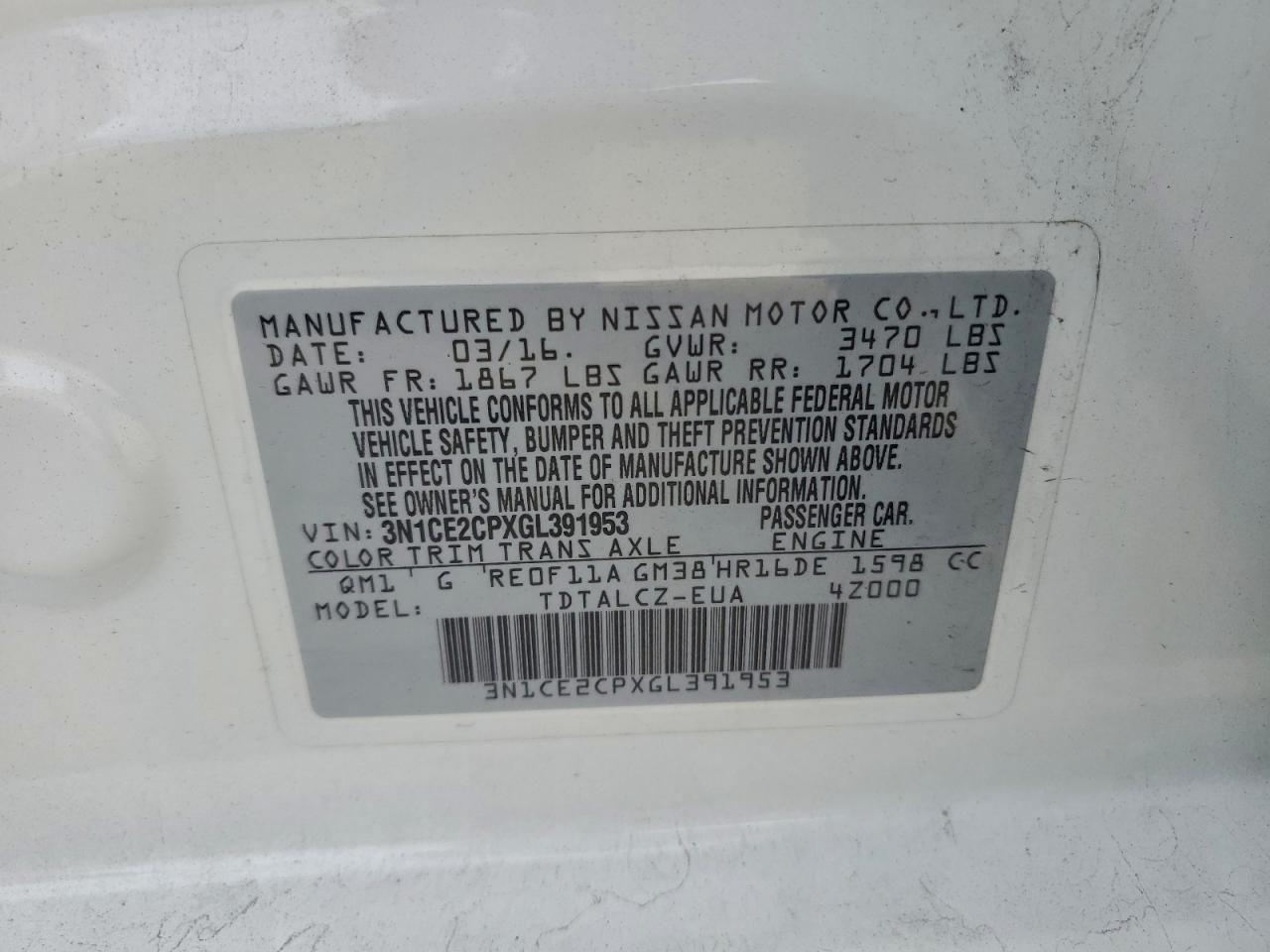 2016 Nissan Versa Note s