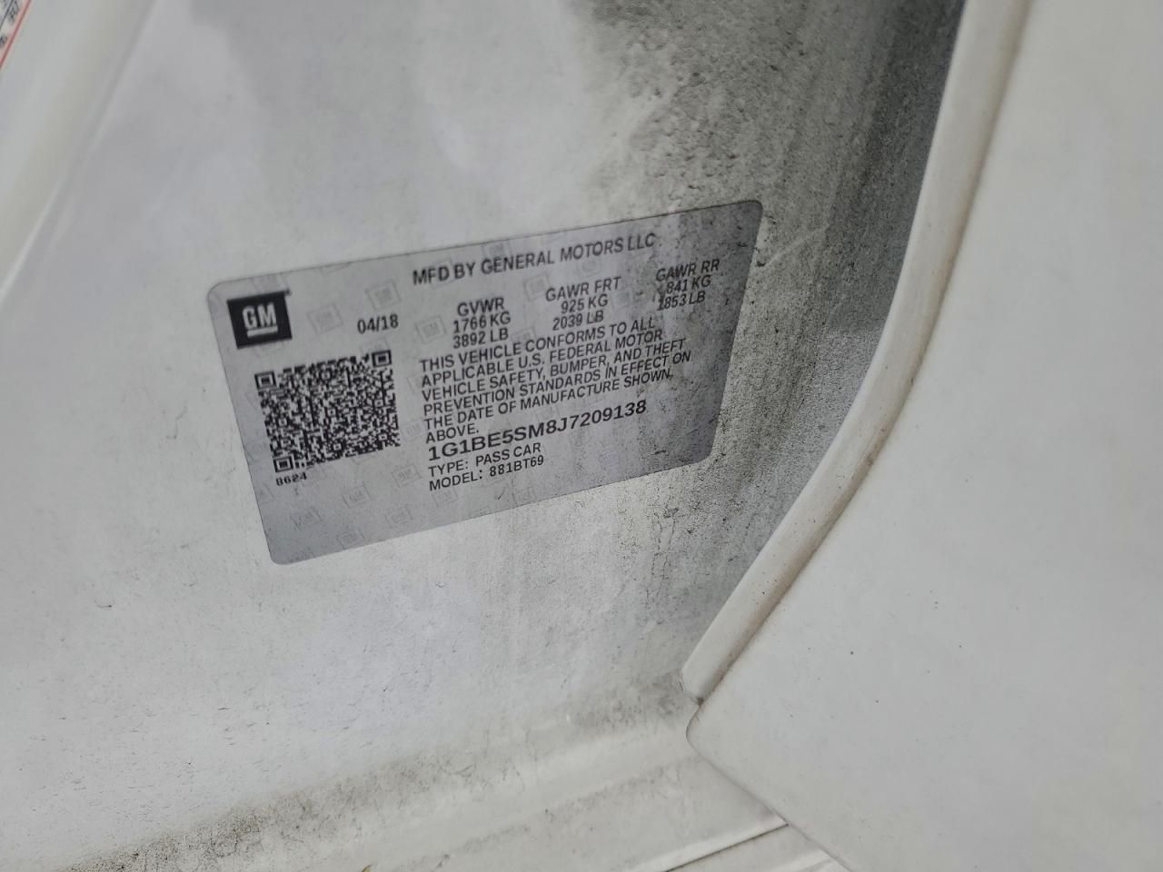 2018 Chevrolet Cruze lt