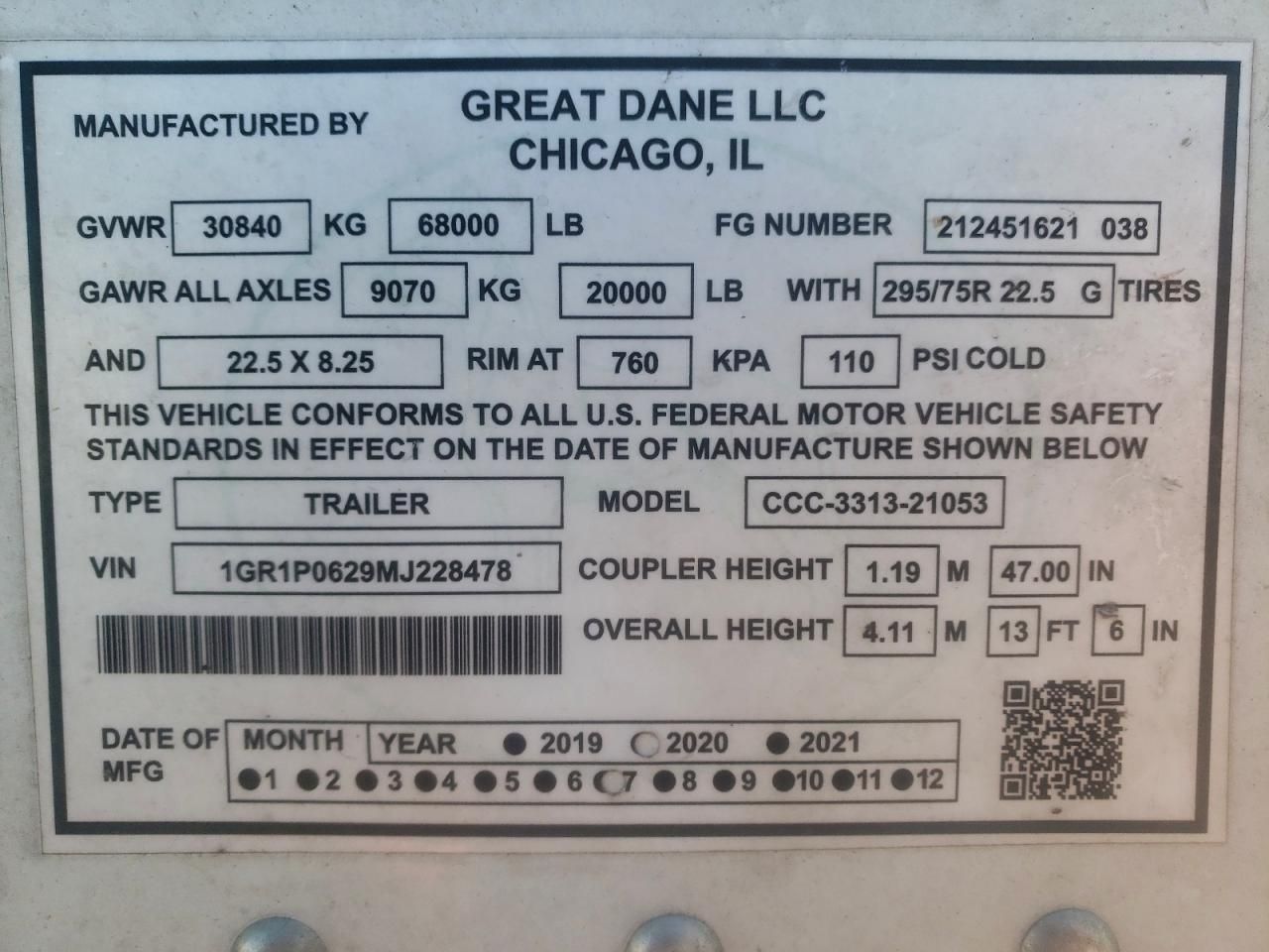 2021 Great Dane 2021 Great Dane CC-3313-21053 DRY Van Trailer